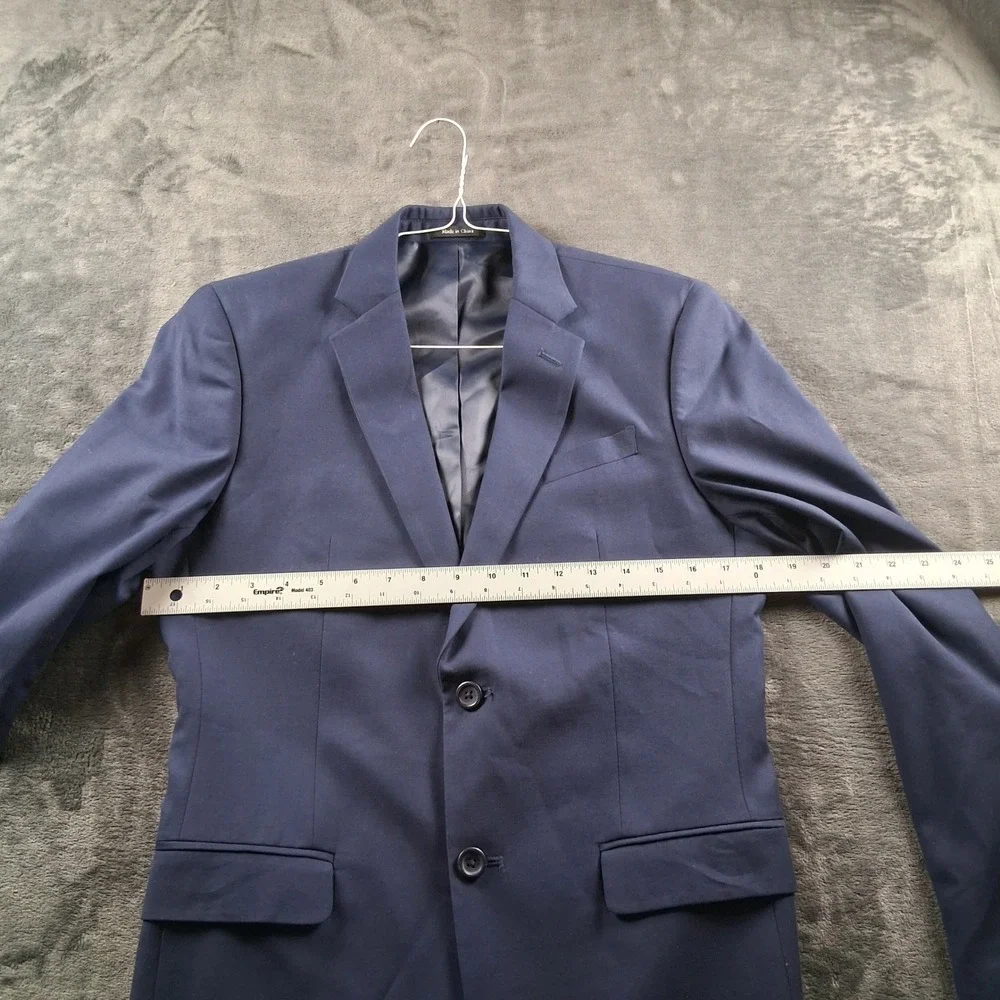 Two Button Blazer Mens Navy Blue Solid Professional Jacket